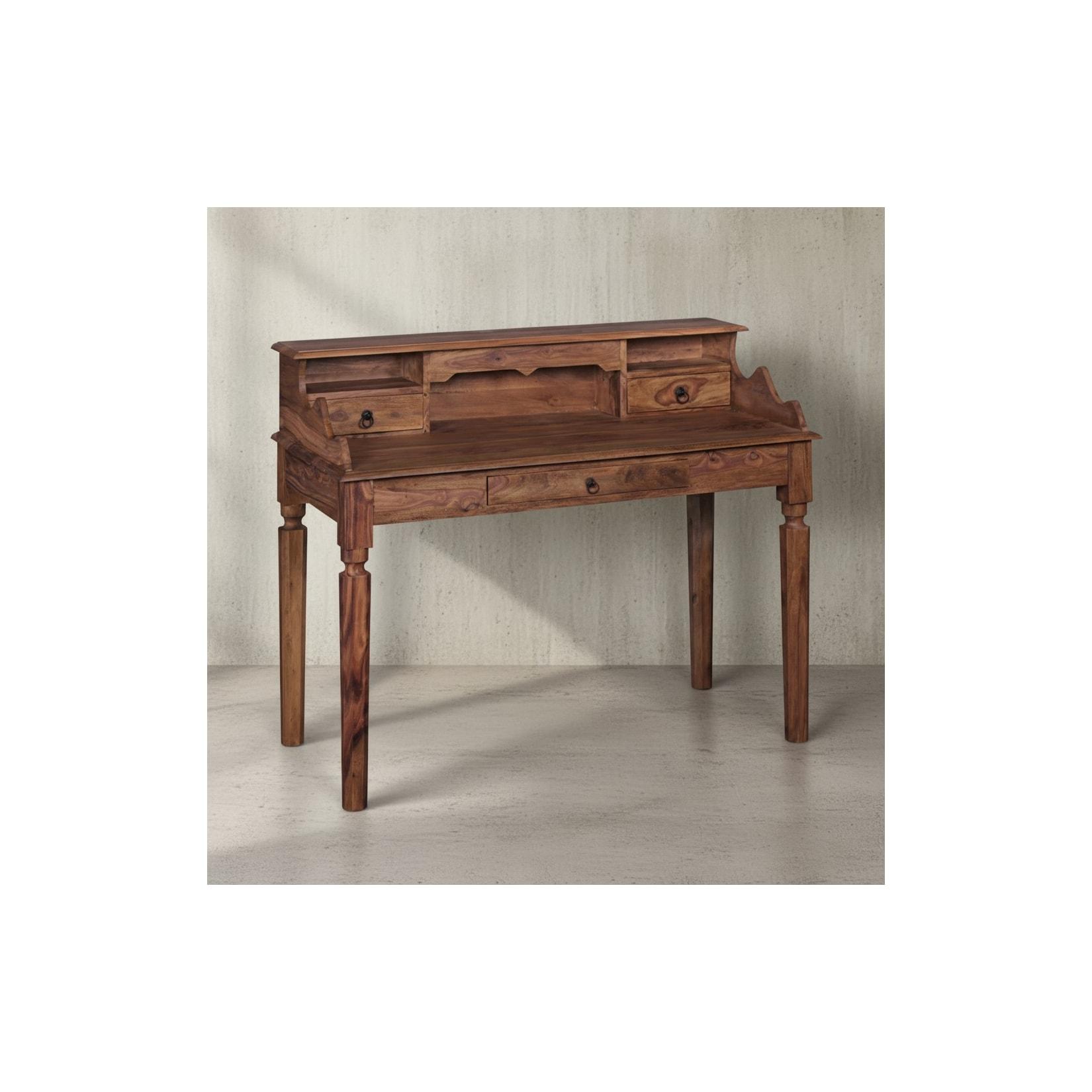 KADIMA DESIGN Landhaustisch aus Sheesham-Holz, 115 cm, Vintage-Look, mit 3 Schubladen, praktisch und stilvoll