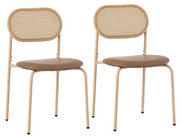 SeedWave Esszimmerstuhl Rattan Freizeitstuhl, Set aus 2, einfacher Freizeitstuhl, 2er-Satz