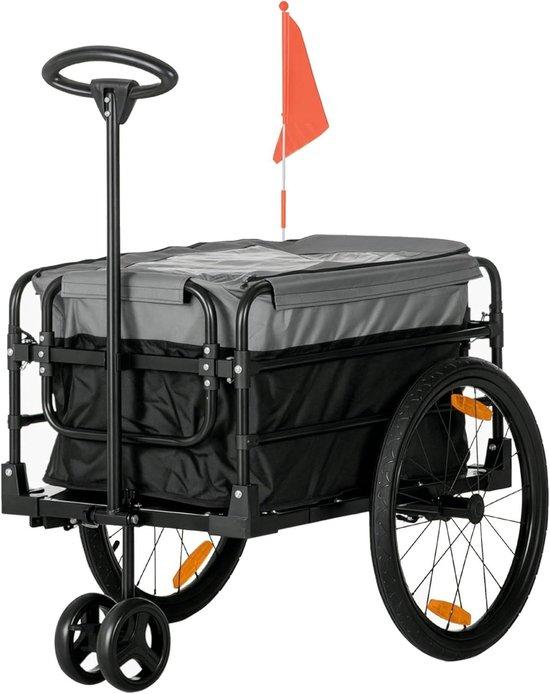 Fahrradanhänger für den Transport von Lasten - Transportwagen - Gütertransport - Einzigartiges 2-in-1-Design - Tragfähigkeit: 40 kg - Schwarz, Grau
