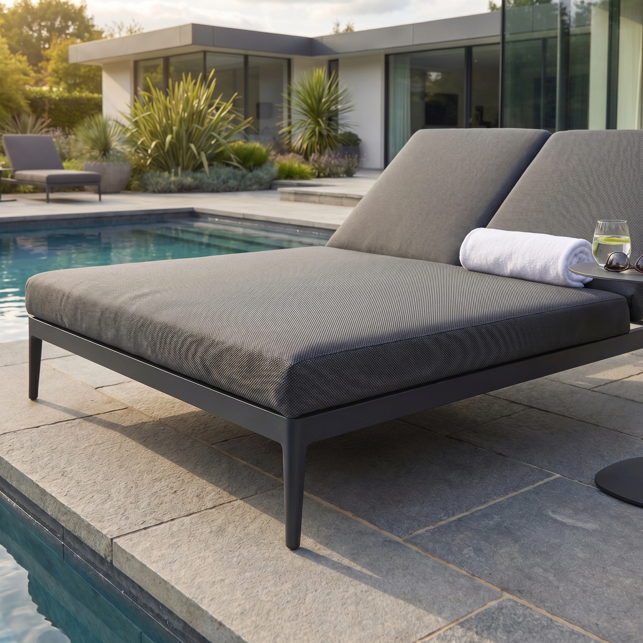 Harbour Lifestyle Luna Outdoor Fabric Double Sun Lounger in Grey