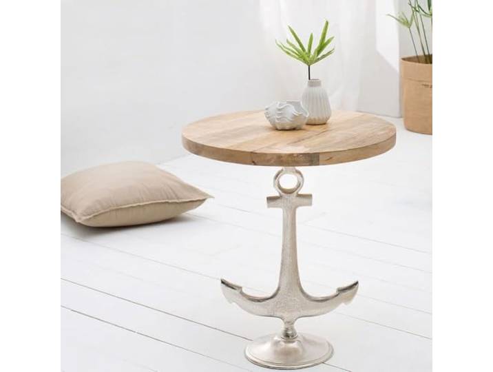 cagü Design Beistelltisch Ancora Mango Silber Anker-Gestell aus Aluminium 50cm