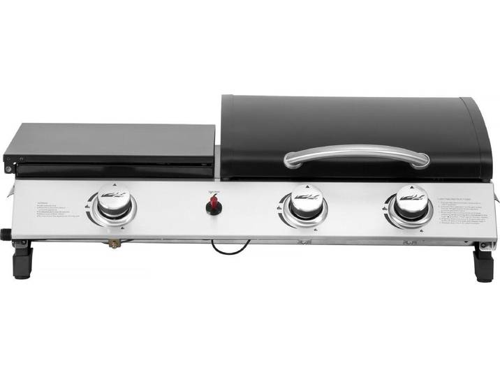 Plancha gaz avec couvercle \ Rasio\ - 7.5 KW - 3 brûleurs - Noir