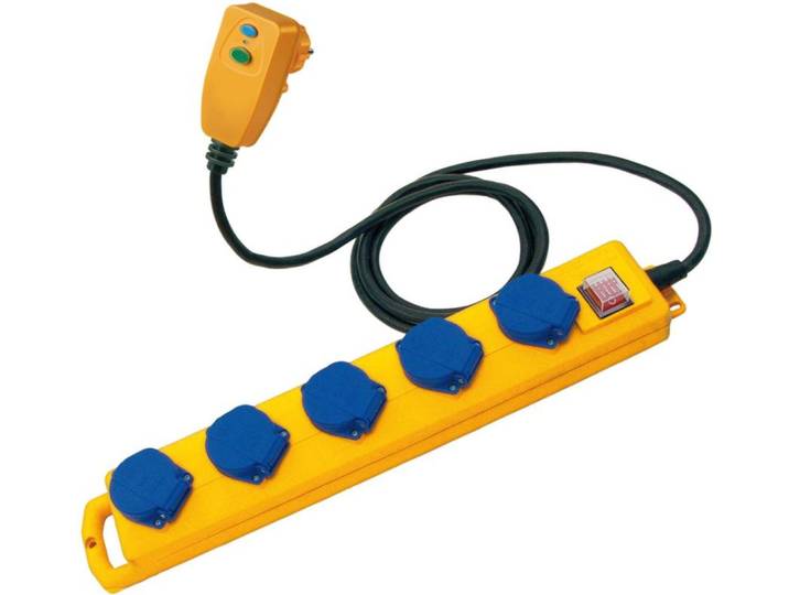 Brennenstuhl 1159900805 power extension 5 m 5 AC outlet(s) Outdoor Black\, Blue\, Yellow