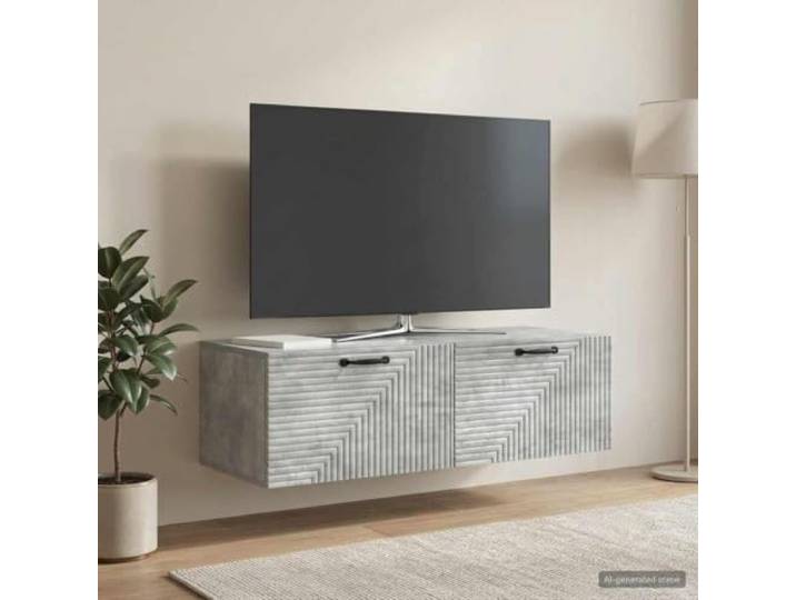 GKMBCVDFR Wandmontierter TV-Schrank Betongrau 98 x 41 x 30 cm Holzwerkstoff Schwenktüren, Stauraum, pflegeleichte Oberfläche, moderne Optik, Wandmontage spart Bodenfläche