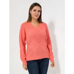 CASHMASOFT Pullover, 1/1-Arm Cashmeregriff V-Ausschnitt Strukturdetails