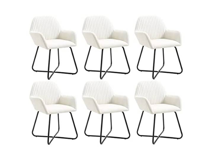 Todiikf Esszimmerstühle 6er Set Creme Polsterstuhl mit Armlehne Moderne Polstersessel im 6er Set mit robusten Stahlbeinen für Küche, Wohnzimmer und Esszimmer.