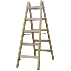 Krause, Leiter + Gerüst, KRAU 170064 Holz Sprossen Stehleiter mit 2x4 Sprossen (Stehleiter, 120 cm)