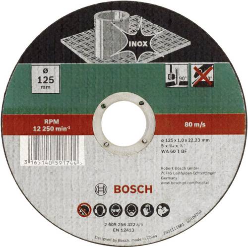 Bosch Accessories WA 60 T BF 2609256320 Trennscheibe gerade 115mm Edelstahl, Metall