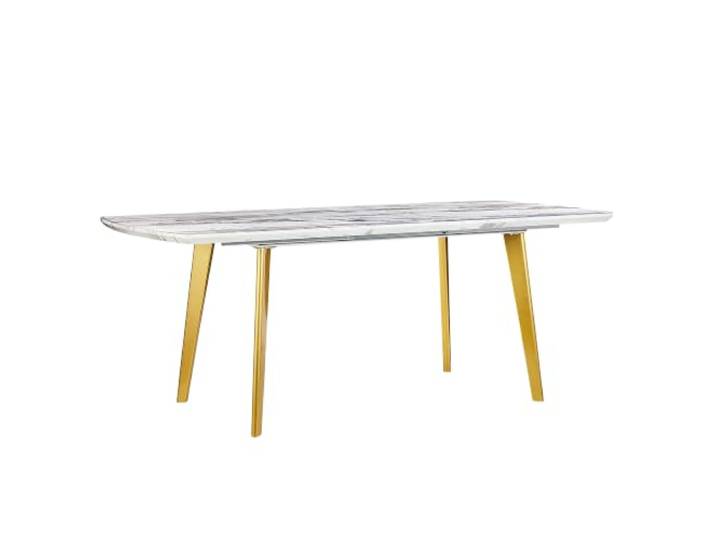 Beliani Esstisch Weiß Marmor Optik 160x90 cm mit Metallgestell Gold ausziehbar Mosby