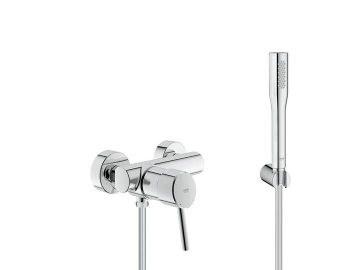 Set de douche Mitigeur monocommande 1/2’’ Concetto + Douchette stick 1 jet Euphoria Cosmopolitan, Chrome (32210001-Euphoria)