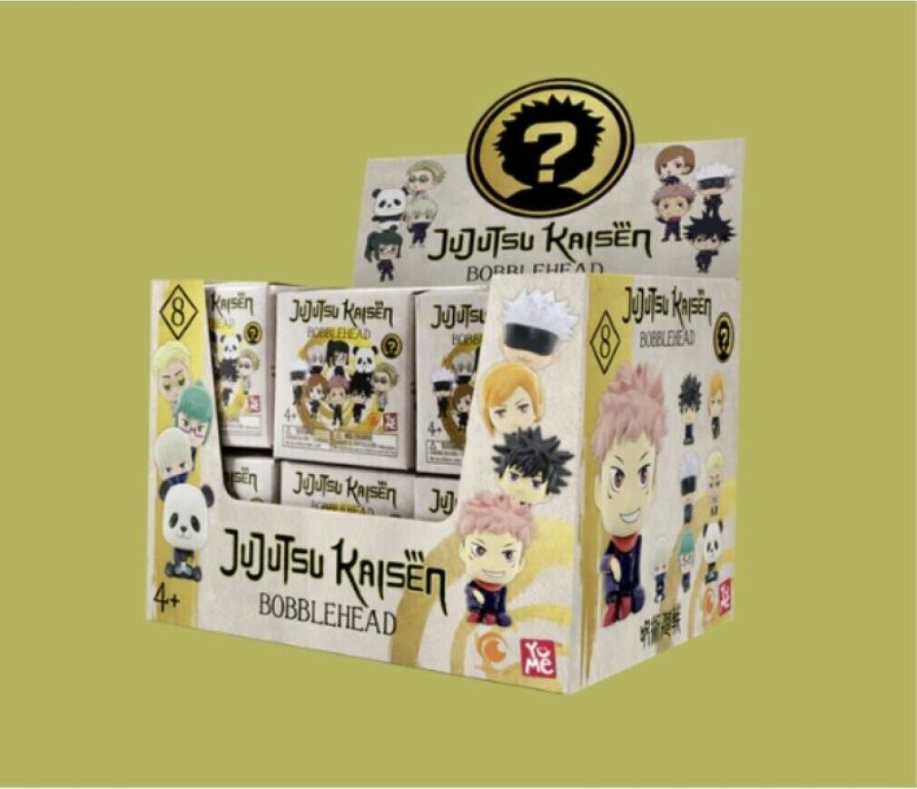YuMe Toys Jujutsu Kaisen Bobble Hero schudkopfiguren display met 12 stuks, 6 cm