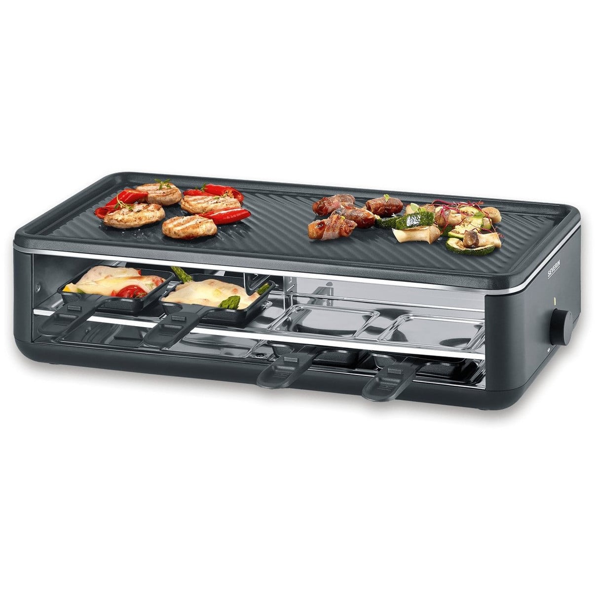 Severin Gourmetstel RG2365 Racletteset Zwart met keramische coating voor tot 8 personen