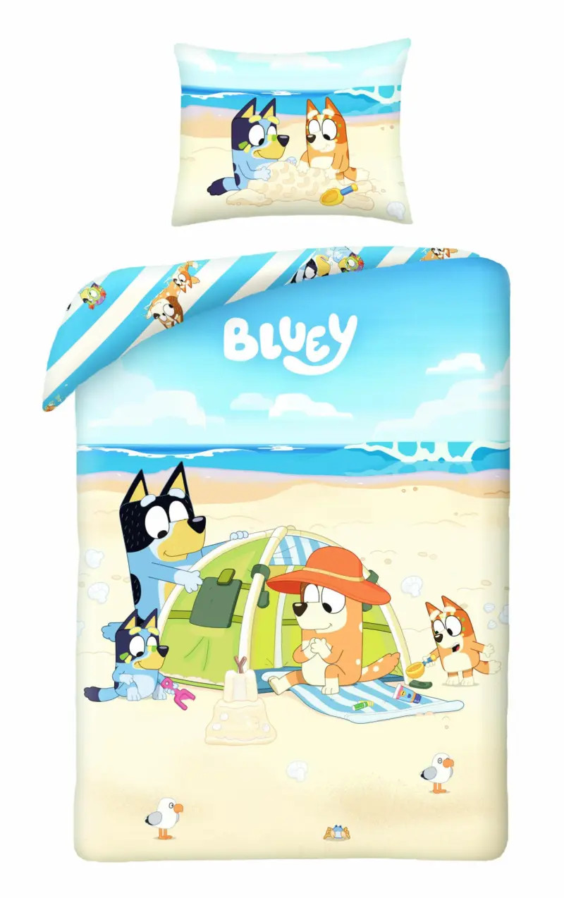 Bluey Dekbedovertrek Beach voor kinderen, 140 x 200 cm