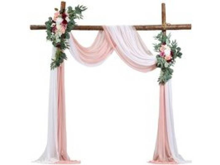 VEVOR Blumenset für Hochzeit Bogen, rosa Blumenset für Traubogen mit Vorhängen (4er-Set) – 2 Blumenarrangements, 2 transparente Vorhänge, für Zeremoniensträuße, Empfangshintergrunddekoration