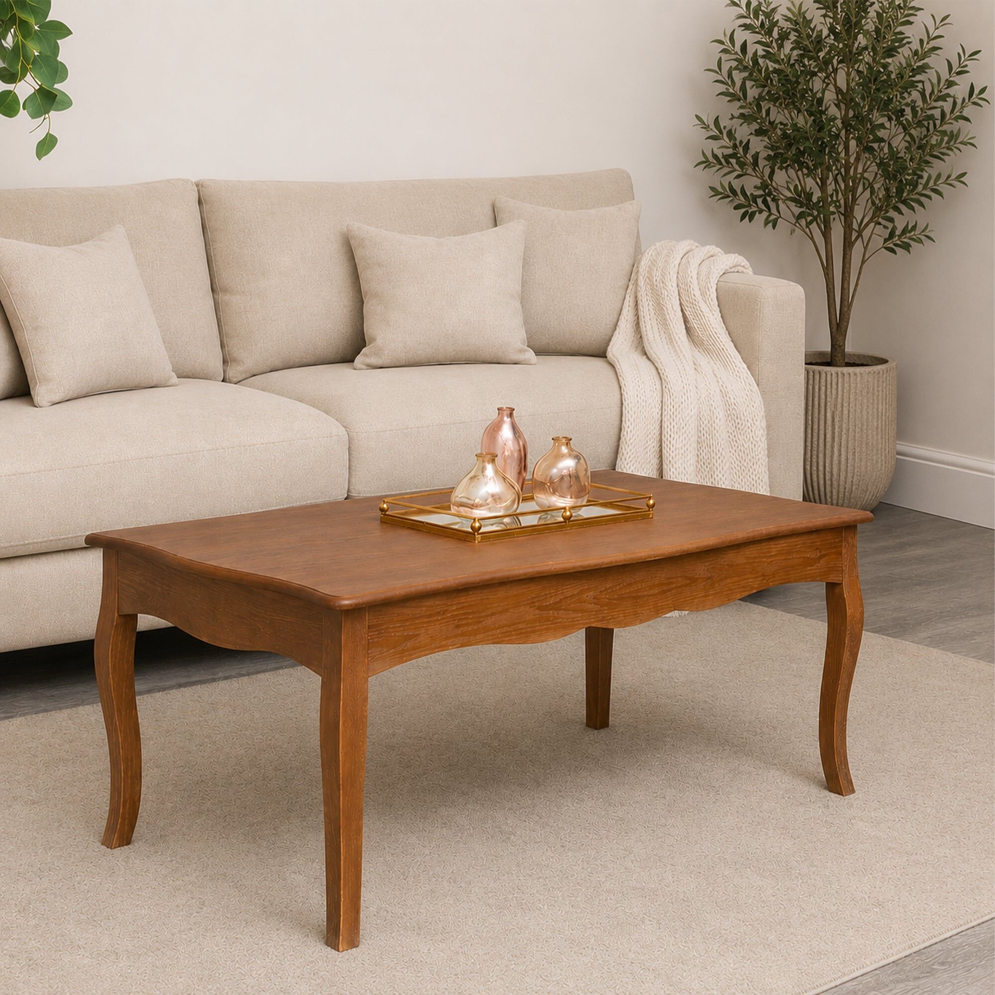 Large Dark Wood Coffee Table - Ashwell Range Wood, Metal