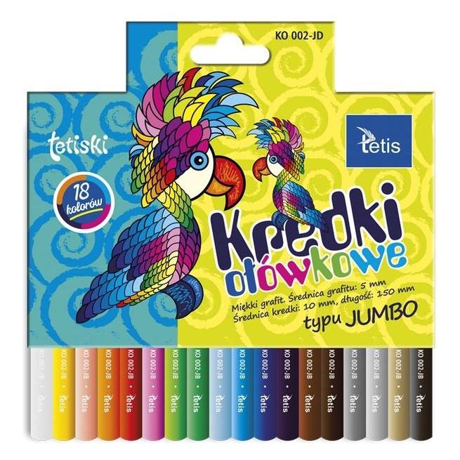 Tetis Runde Buntstifte Jumbo 18-farbig. (18x) (KO002-JD)