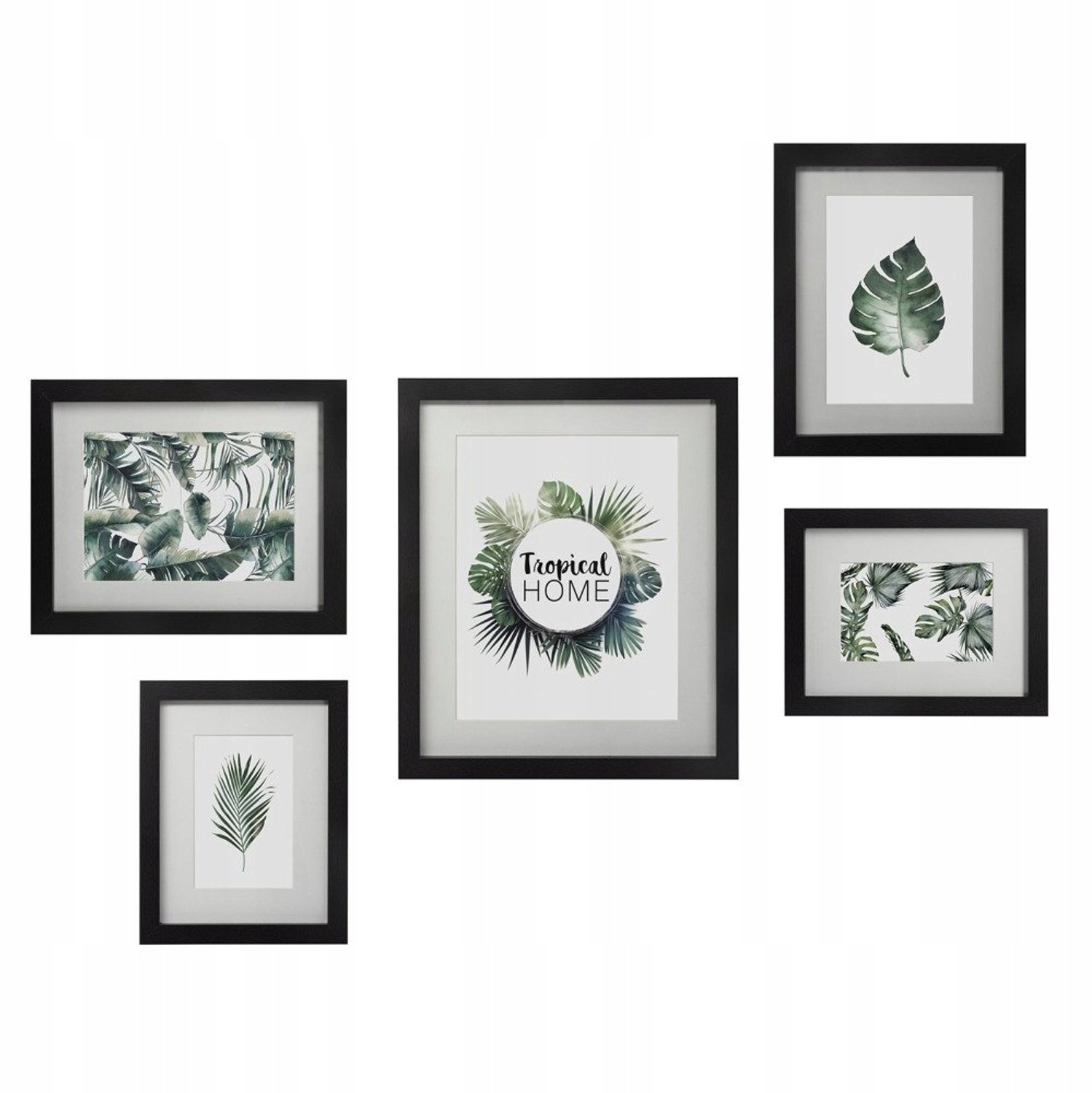 Set van 5 zwarte fotolijsten voor decoratieve wanddecoratie