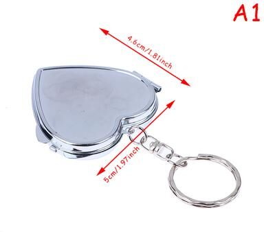 Fusion Finds Portable Compact Makeup Mirror Keychain With Double Sided Folding Metal Design For Travel & Daily Touch Ups a1
