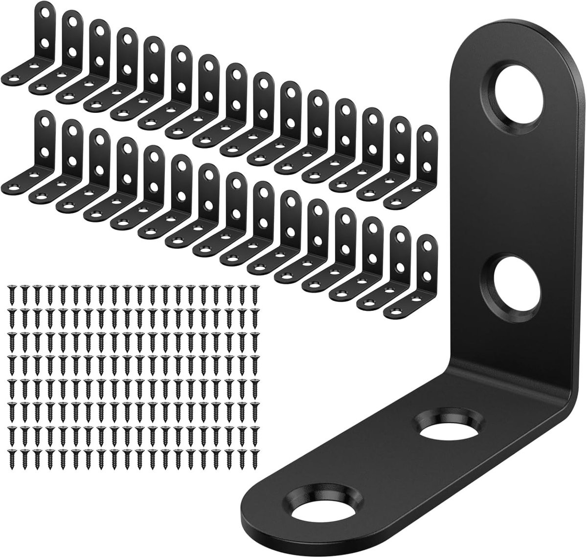 30 stuks Hoekverbindingen - Metalen L-klemmen voor meubelversterking - Roestvrij staal - Zwart - 40 x 40 mm