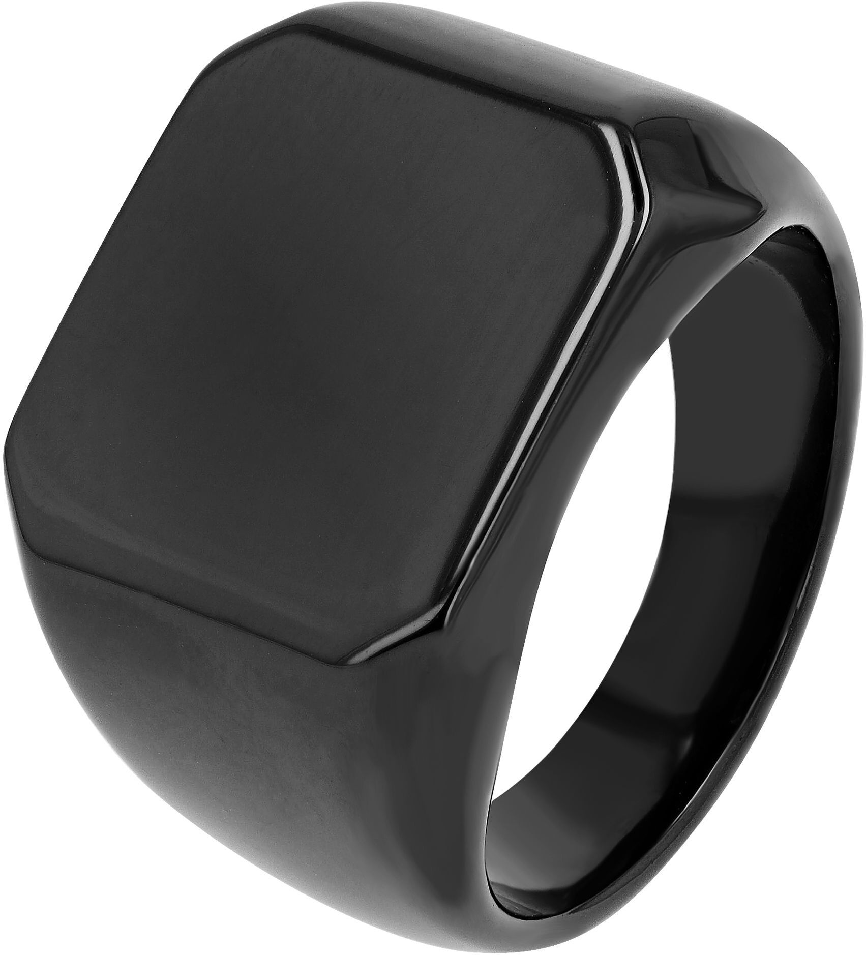 Siegelring AKZENT "Nero, langlebig" Gr. 70, schwarz, Fingerringe, Herren, 70, Edelstahl, Siegelring