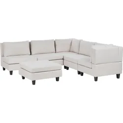 ECKFSOFA Modul 5-Sitzer linksseitig Hellbeige Stoff mit Ottomane Unstad