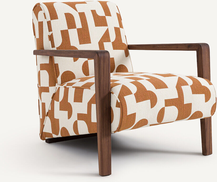 AM.PM Fauteuil noyer massif, tissu jacquard, Sanami