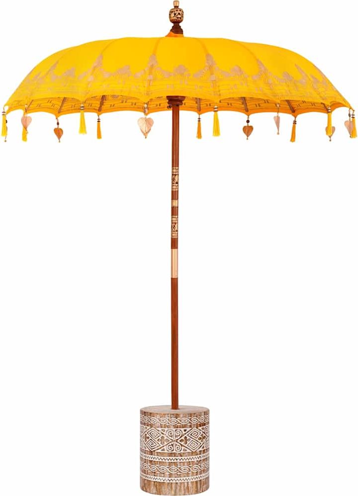 vidaXL Balinesischer Sonnenschirm mit Sockel Gelb 185 x 185 x 260 cm
