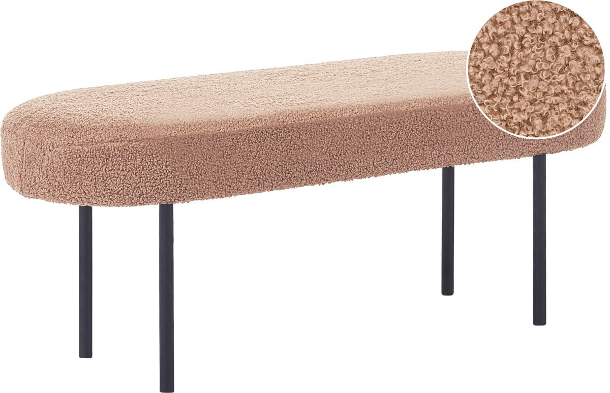 Beliani Bankje WOLFEBORO - Lichtbruin - Bouclé