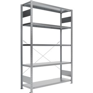 META Schwerlastregal 9900013331, 5 Metallböden, 230kg Fachlast, silber, 200 x 130 x 40cm