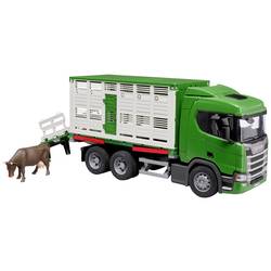 bruder Scania Super 560R Tiertransporter mit Rind Fertigmodell Nutzfahrzeug Modell 03548