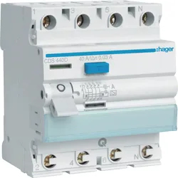 HAGER CDS440D - Fehlerstromschutzschalter, 4-polig, 6kA, 40A, 30mA, Typ A