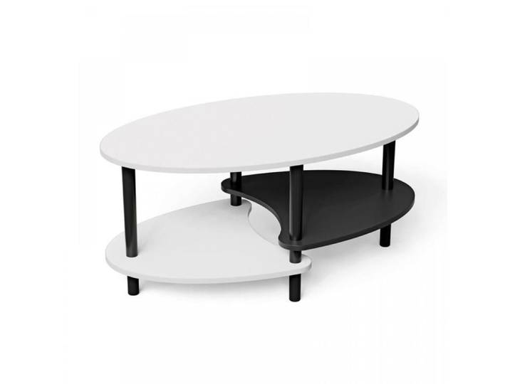 KEDIA Table Basse Ovale avec Plateau Table Basse de Salon à Trois Niveaux Design Moderne Forte Capacité de Charge 90*50*42cm