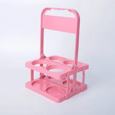 Inspired Finds Portable Foldable Beer & Beverage Rack Durable Cup Organizer And Bottle Holder For Parties & Travel pink 4holes