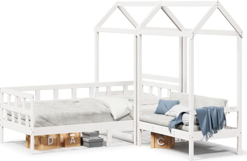 Maison Exclusive - Tagesbett Set mit Dach Weiß 80x200 cm Massivholz Kiefer