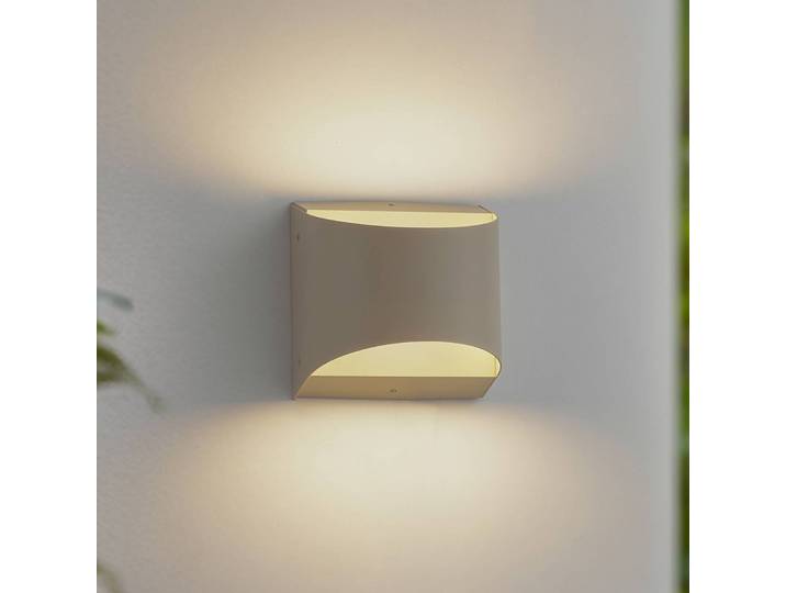 LED Aussenwandleuchte Lenore Lindby, creme / amber, Aluminium, Modern, LED Wandleuchte außen