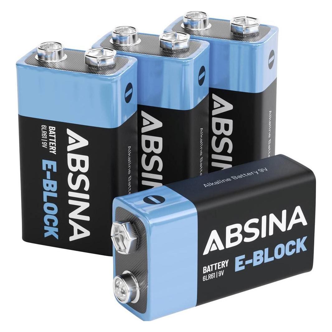 Absina 9 V Block-Batterie Alkali-Mangan 580 mAh 9 V 4 St. (4 Stk., 9V Block, 580 mAh) (401040-4)