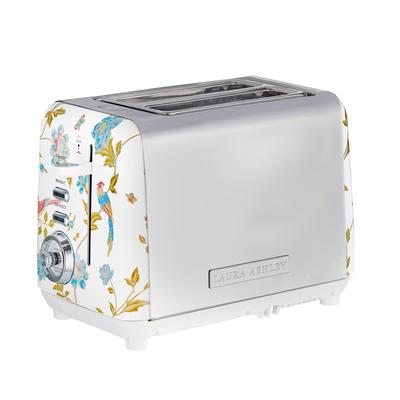 Laura Ashley – 2 Toastschlitze-Toaster, 7 Stufen, Brötchenaufsatz, Auftaufunktion, einstellbarer Bräunungsgrad – Elveden White Design von VQ