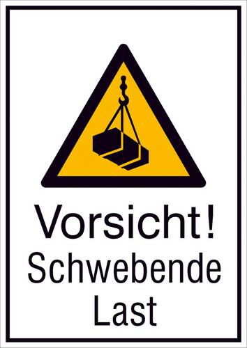 Warn-Kombischild Vorsicht! Schwebende Last Aluminium (B x H) 262mm x 371mm ISO 7010 1St.