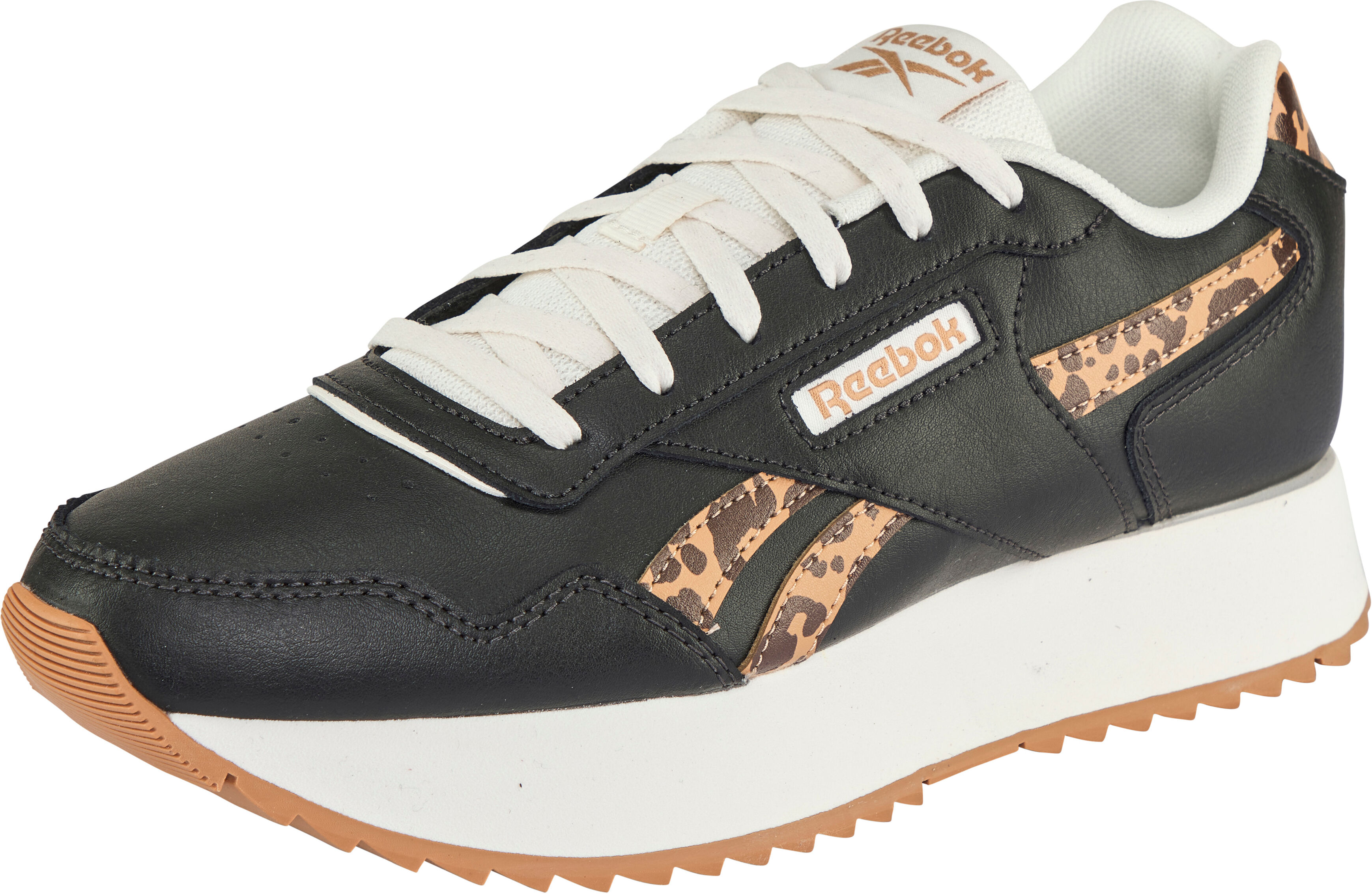 Sneaker REEBOK CLASSIC "REEBOK GLIDE RIPPLE DOUBLE", Damen, Gr. 39, schwarz (washed schwarz, washed schwarz, chalk), Leder, Synthetik, Schuhe Sneaker washed schwarz, washed schwarz, chalk 39
