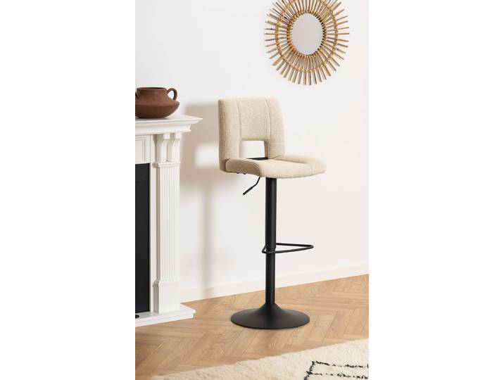 Chaises de bar Selina - Lot de 2 42 x 115 x 52cm Tissu structuré Badia: Beige