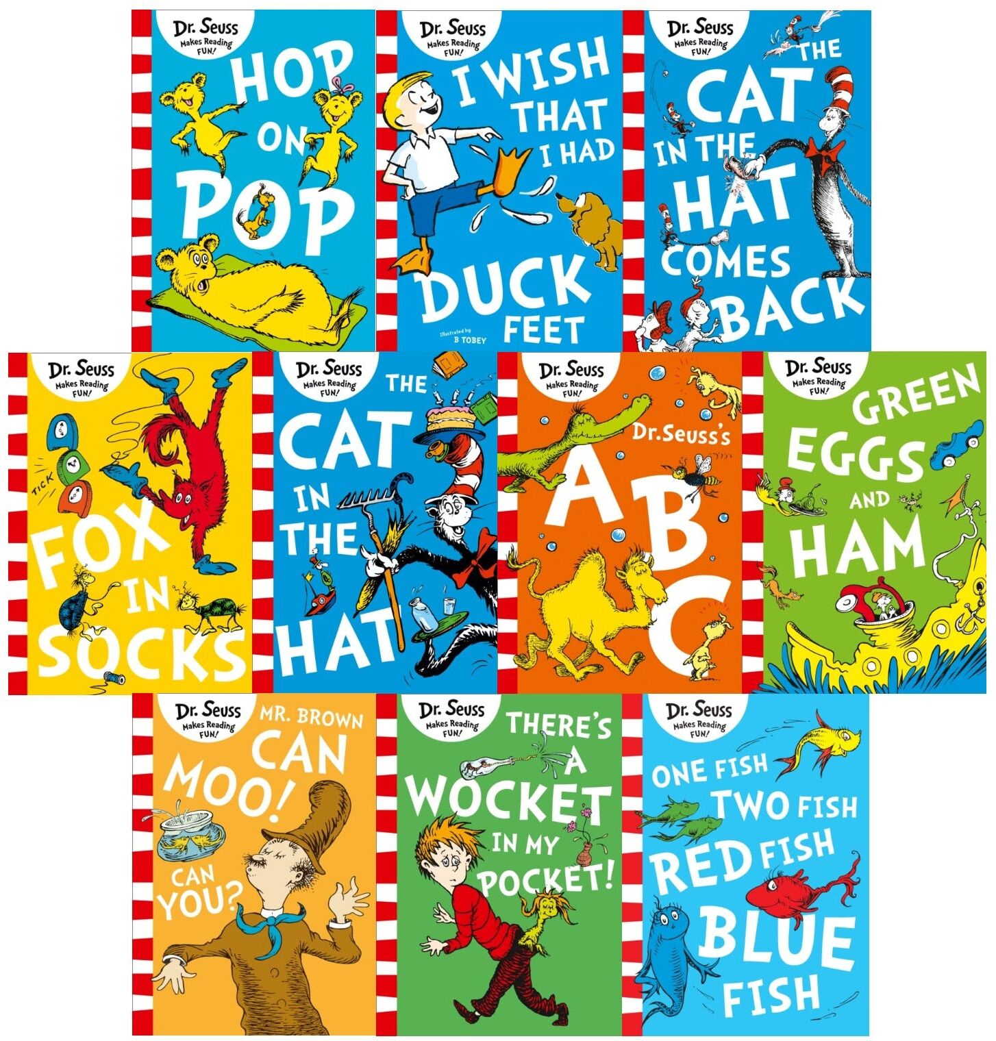 Harper Collins Dr Seuss Childrens Book Collection 10 Books Set Abc, Fox in Socks, The Cat in The Hat and More