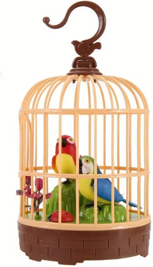 JoyToys Interactive Bird Toy Voice Activated Talking Bird Cage For Kids And Toddlers redblue