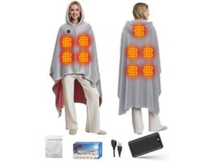 Couverture Chauffante Électrique avec Power Bank 20000mAh 9 Zones Plaid Chauffant en Flanelle Douce et Porta COUVERTURE CHAUFFANTE