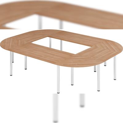 bümö Konferenztisch O-Form 320x240 cm großer Besprechungstisch in Nussbaum, Besprechungstisch mit Chromfüßen, Meetingtisch für 10 Personen, Tisch für