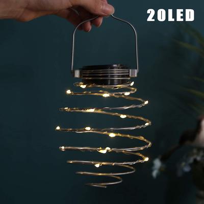 Outdoor Solar Garden Lights LED Hanging Decorative Lamp Outdoor, Solar Spiral Lights For Patio, Creative Iron Art Lantern For Porch Path Garden a