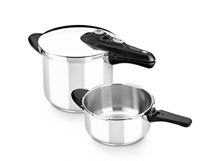 BRA Vitesse Schnellkochtopf-Duo-Set 7 L Metall, Silber, 4 und 7 Liter, alle Herdarten einschließlich Induktion geeignet