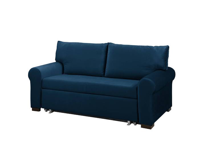 Schlafsofa Country Deluxe Blau/Marineblau Samt Krysia 165cm mit Schlaffunktion Glamour