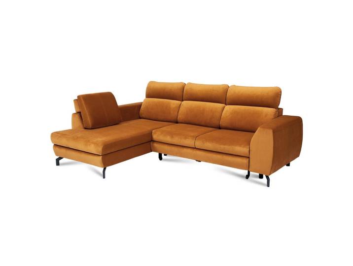 Idohome Polsterecke Ante mit verstellbaren Kopfstützen, Gelb, Metall, Uni, Ottomane links,L-Form, 266x184 cm, Wohnzimmer, Sofas & Couches, Wohnlandschaften, Ecksofas