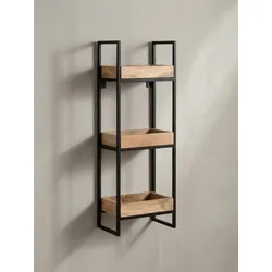 Wandregal Mango Massivholz Metall Industrial Stil 27x77x18 cm Rechteckig mit 3 Ablagen