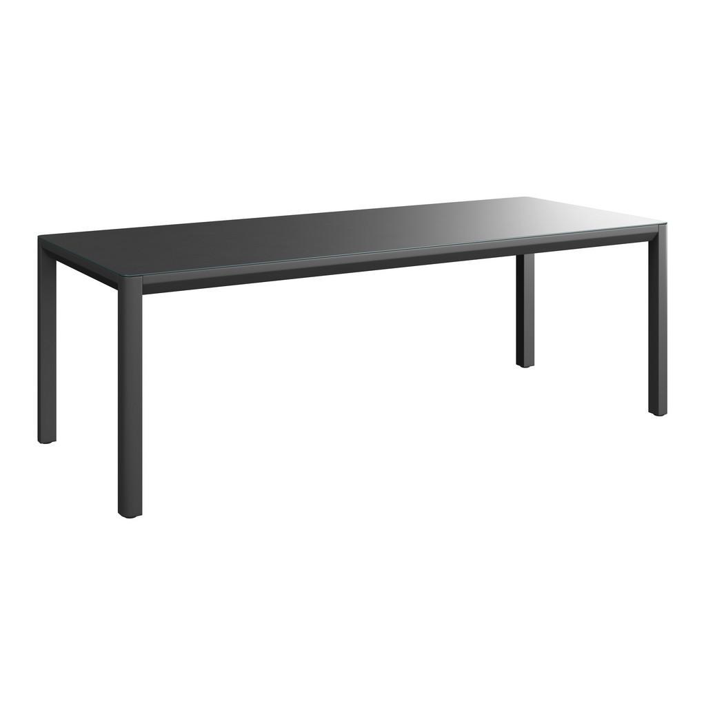 Ambia Garden Gartentisch , Dunkelgrau , Metall, Glas , rechteckig , eckig , 220x74x90 cm , Gartenmöbel, Gartentisch, Gartentische